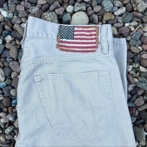 Beige Pants with American Flag Patch